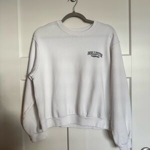 Hollister Easy Classic Logo Crew Pullover Sweatshirt White Size S